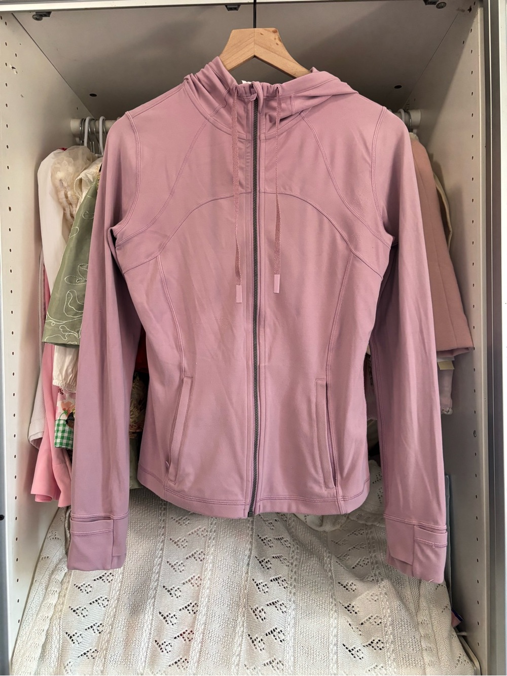 lululemon athletica Dusty Rose Hooded Zip Bomber Jacket